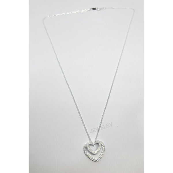 Double Zirconia Heart Necklace