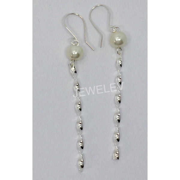 Twisted Strip With Pearl Earrings