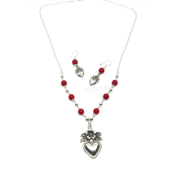 Heart Necklace with Beads